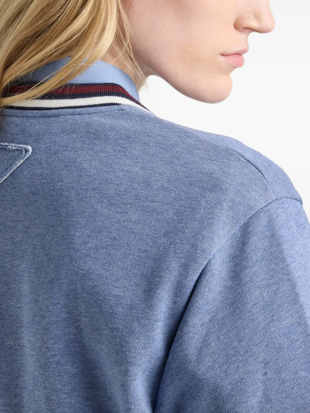Prada Katoenen fleece sweater met V-hals Blauw
