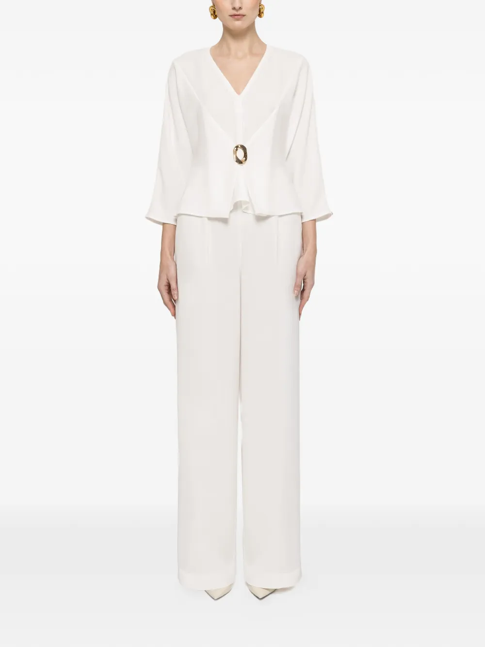 NISSA high-waisted crepe trousers - Bianco