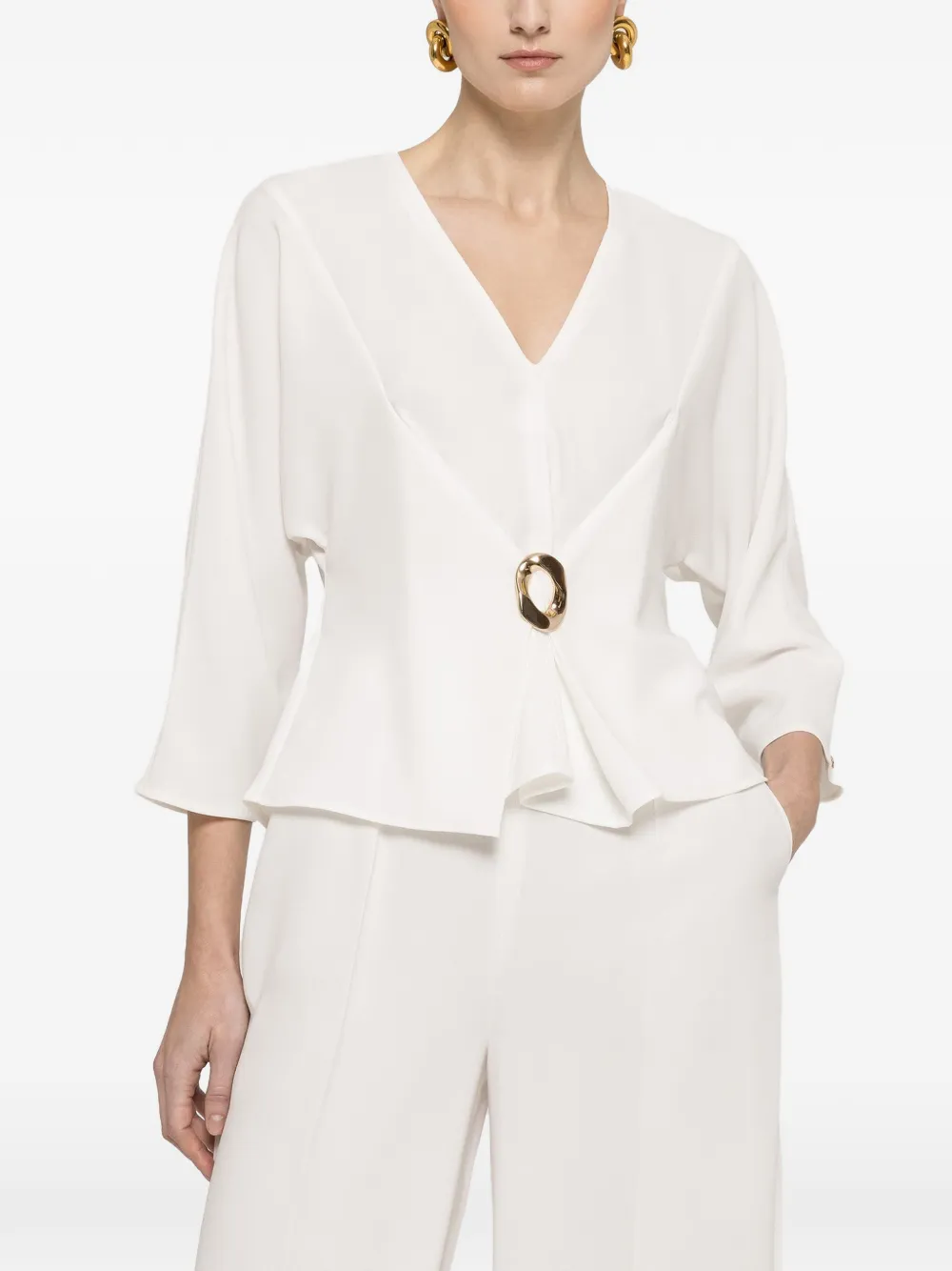 NISSA V-neck blouse - Bianco