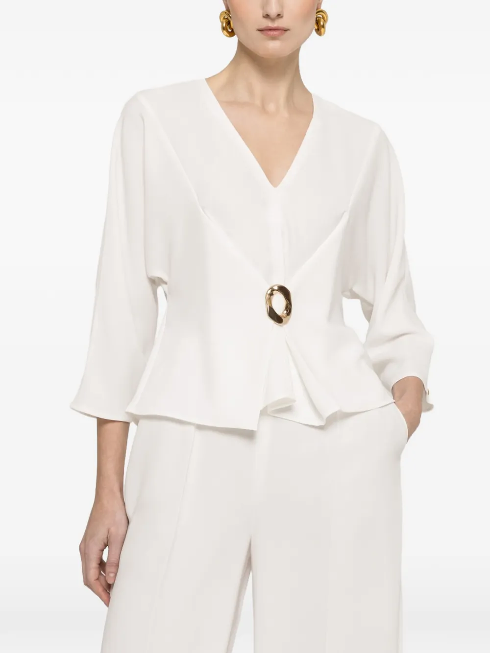 NISSA V-neck blouse - Bianco