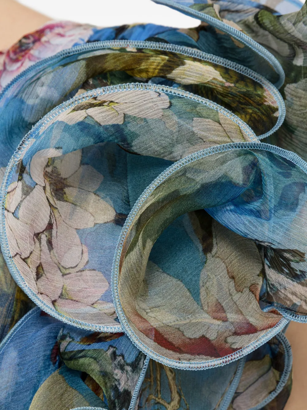 NISSA Midi-jurk met bloemenprint en ruches Blauw