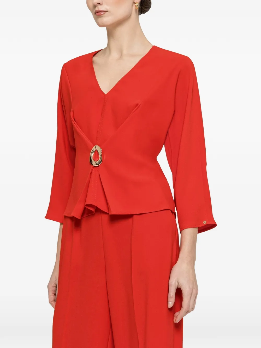 NISSA V-neck ring top - Rosso