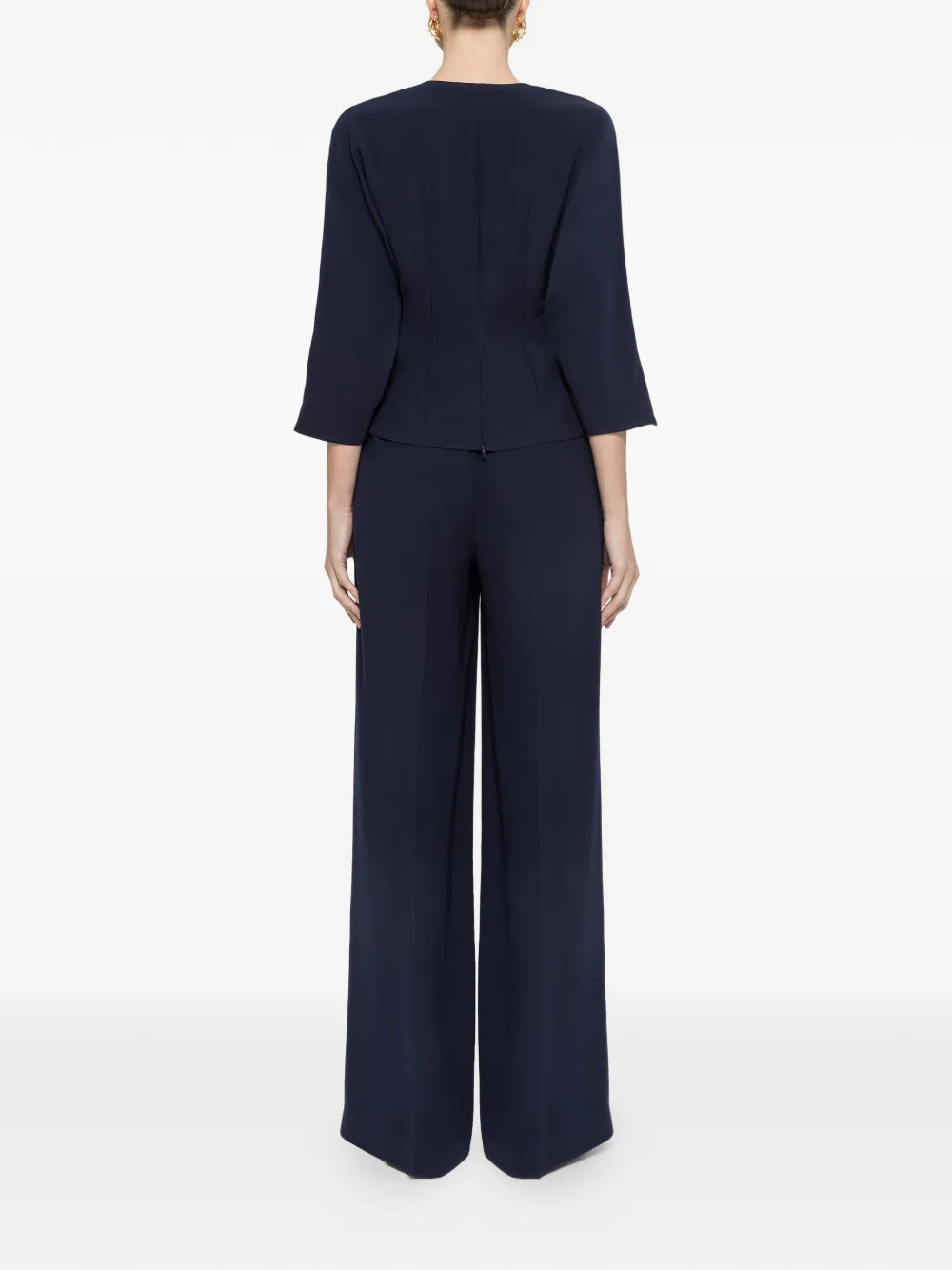 NISSA Crêpe top met V-hals Blauw