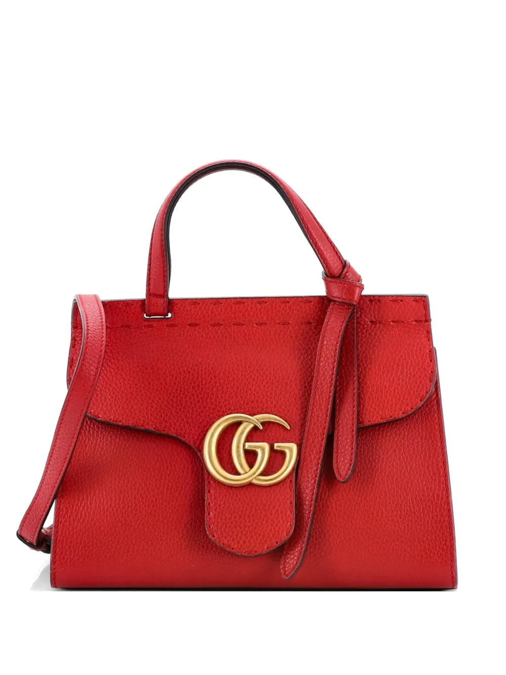 Gucci Pre-Owned GG Marmont Top Handle Bag Leather Mini satchel - Rosso