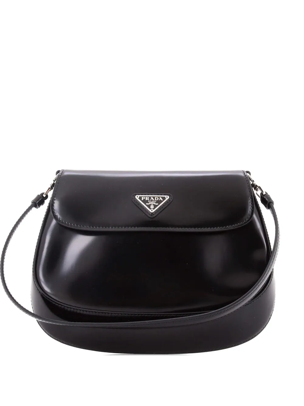 Prada Pre-Owned Cleo Flap Shoulder Bag Spazzolato Leather Small hobo bag - Nero