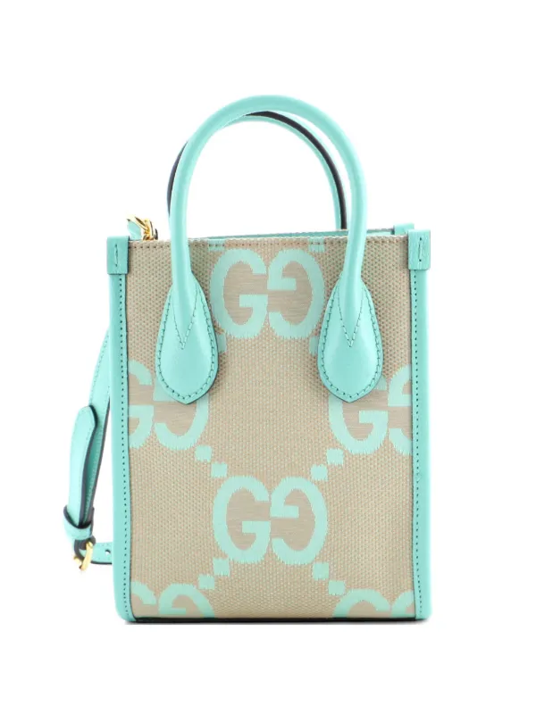 Gucci Pre-owned Vertical Tote Jumbo GG Canvas Mini Crossbody Bag in Green