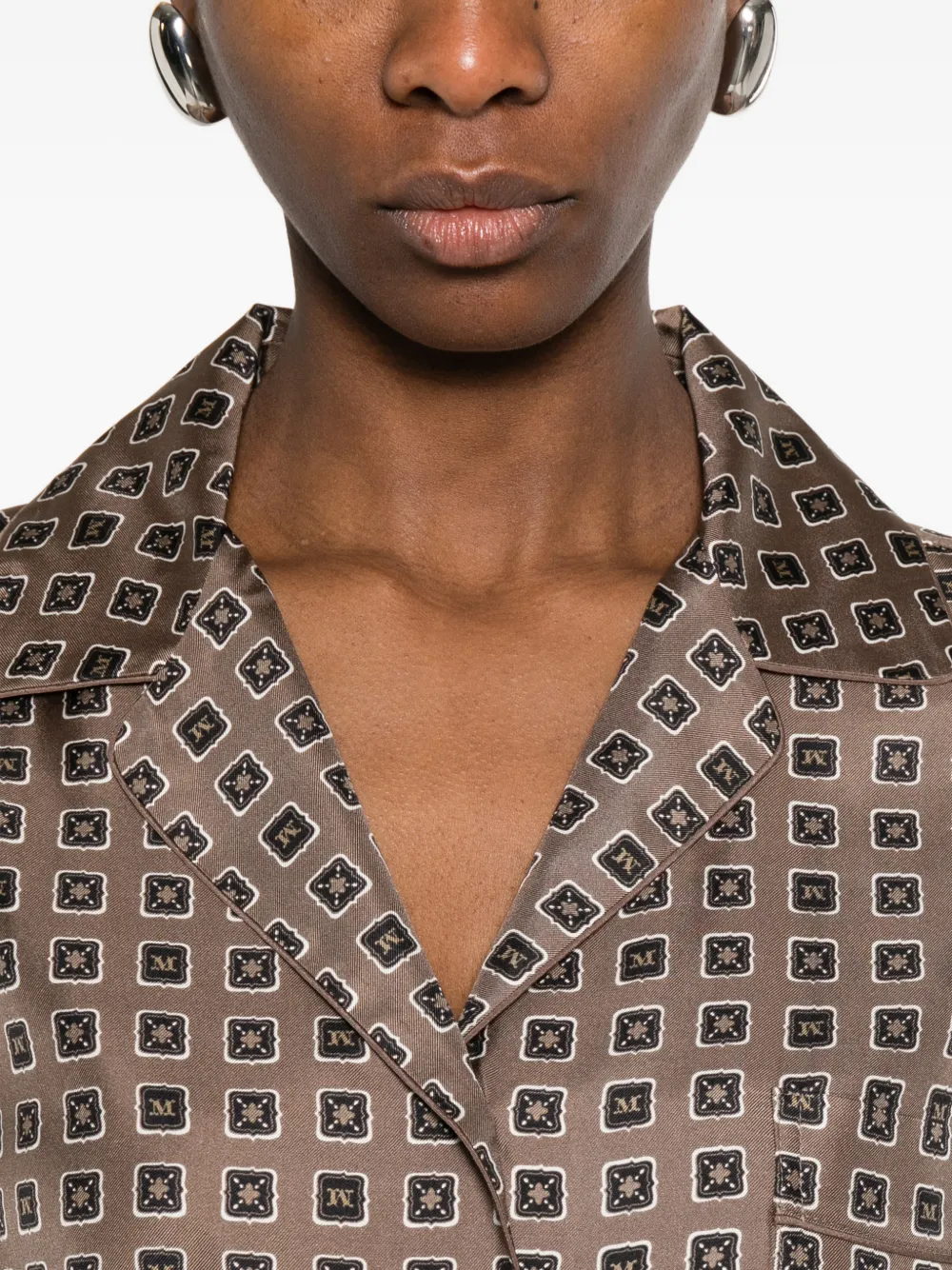 Max Mara Disco blouse met print Beige