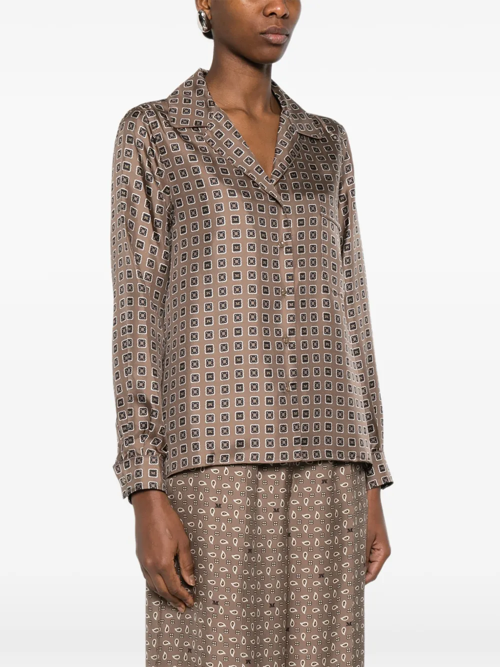 Max Mara Disco blouse met print Beige