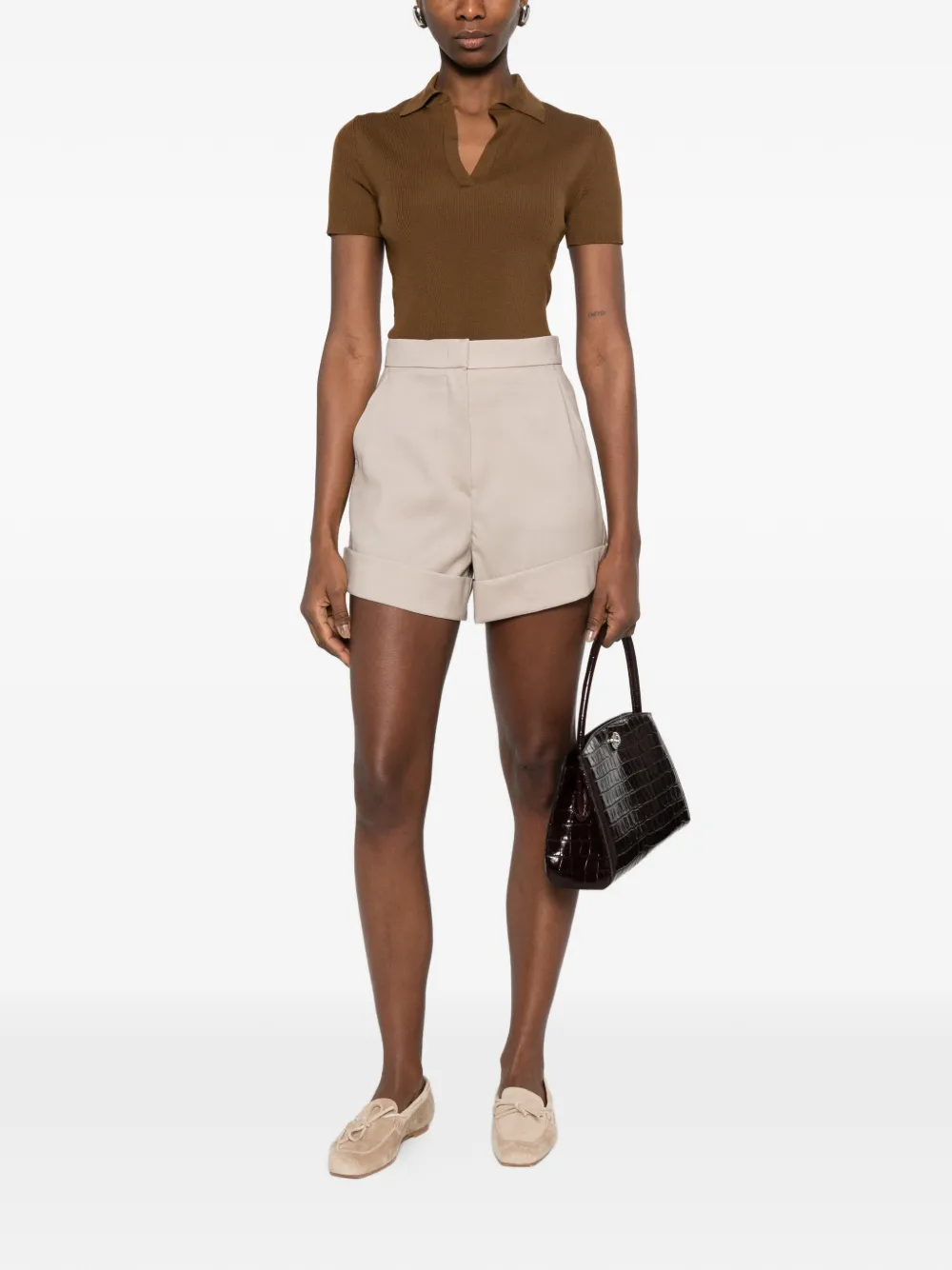 Max Mara Albero top met V-hals Bruin