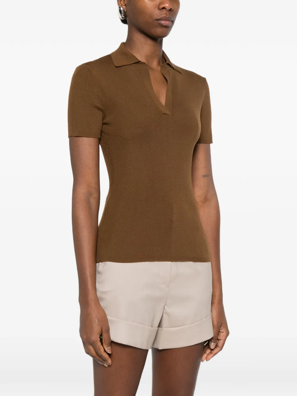 Max Mara Albero top met V-hals Bruin