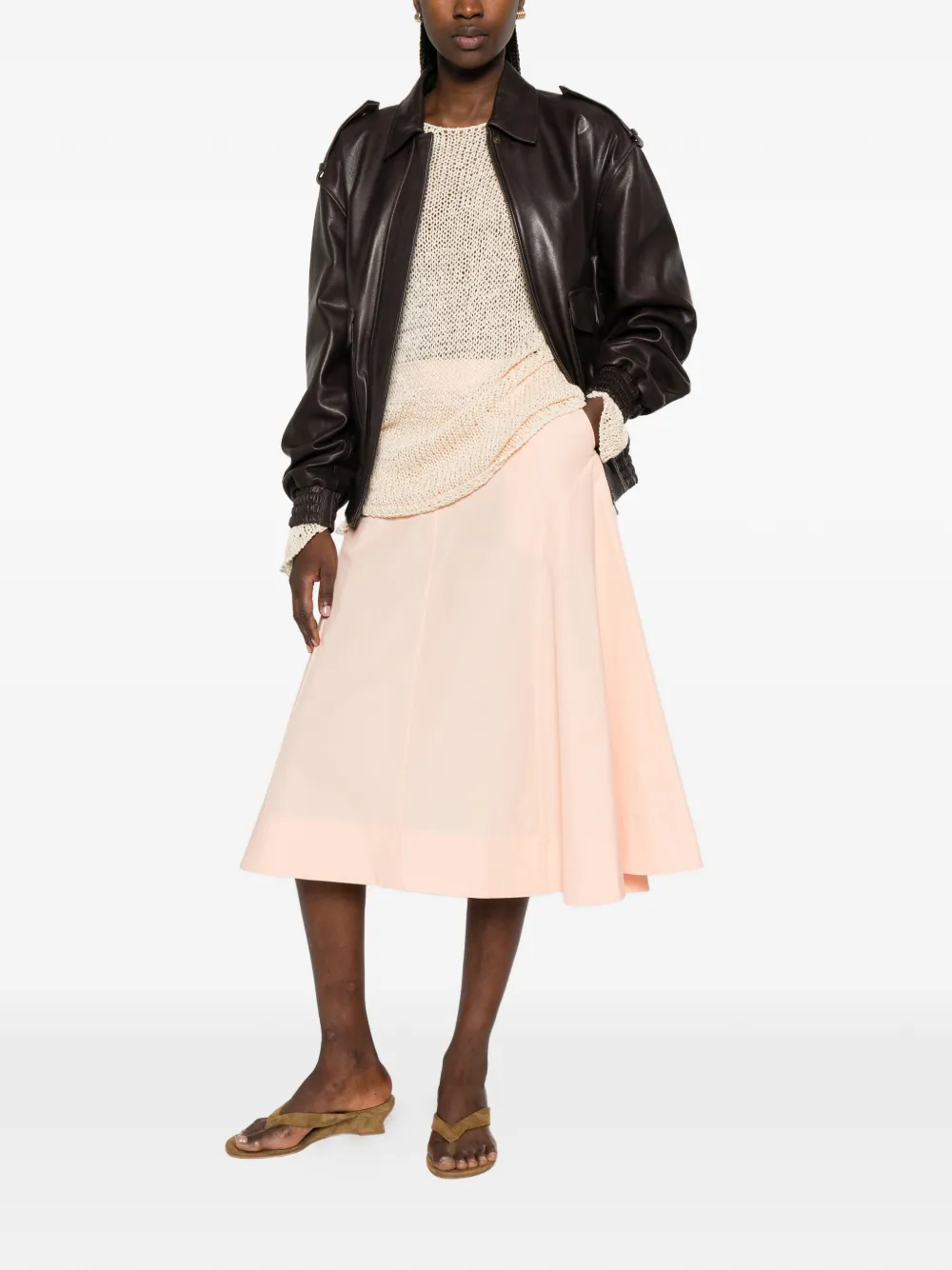 KHAITE Artin midi-rok met vlakken Roze