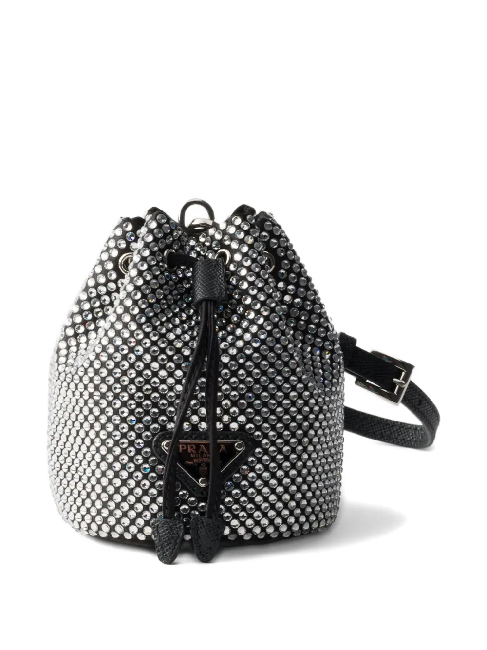 Prada mini Icon satin and crystals keychain charm - Silver