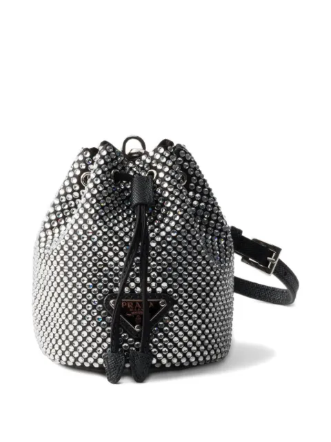 Prada mini Icon satin and crystals keychain charm