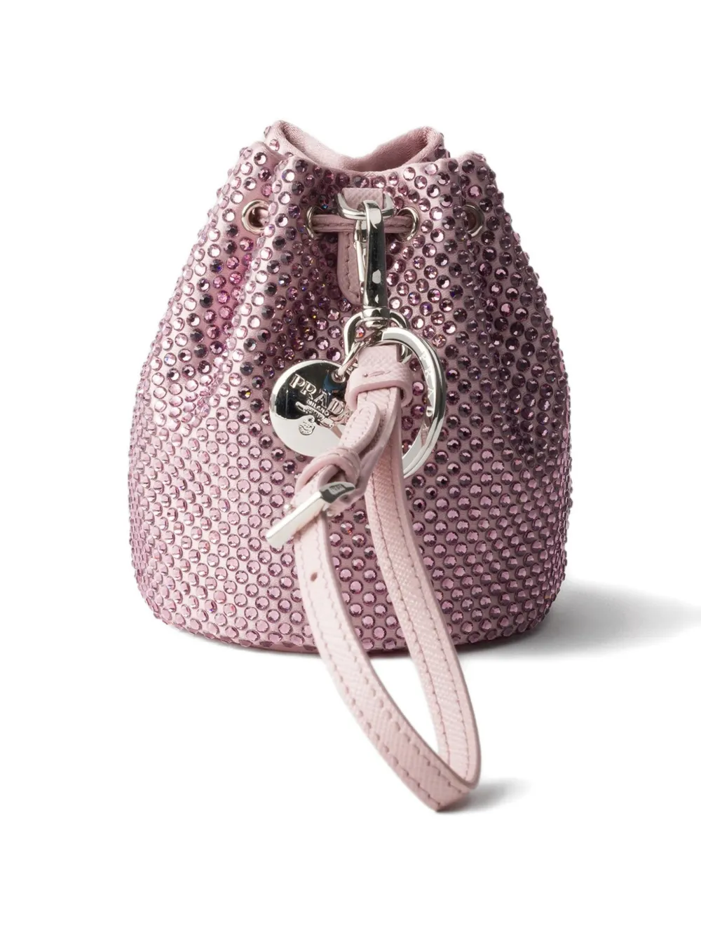 Prada - mini Icon satin and crystals keychain charm - dames - Kristal/satijn - OS - Roze