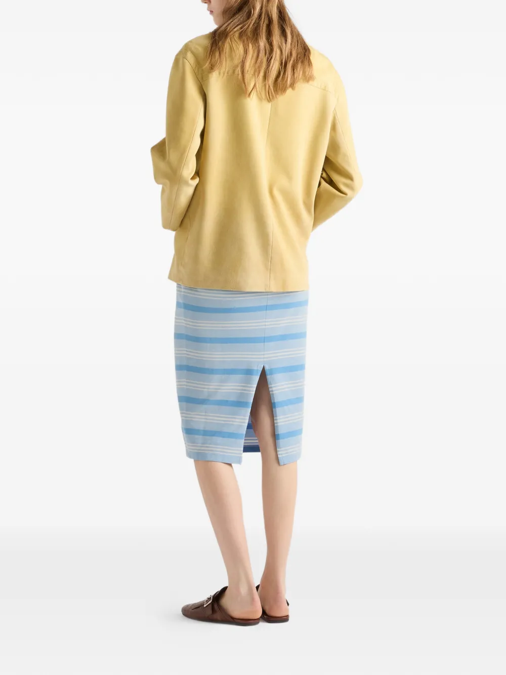 Prada Piqué rok met Bayadere print Blauw