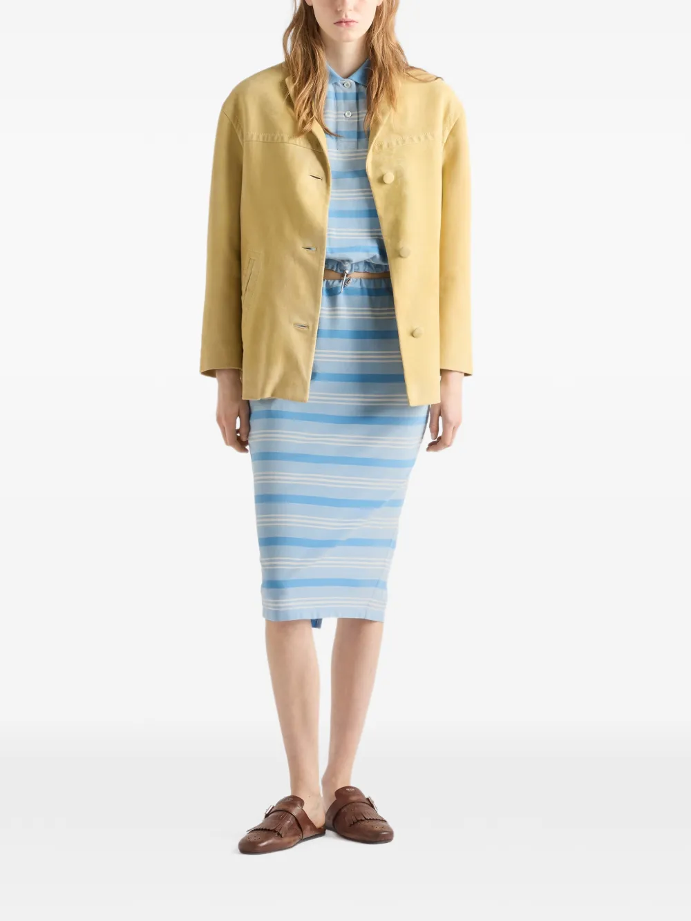 Prada Piqué rok met Bayadere print Blauw