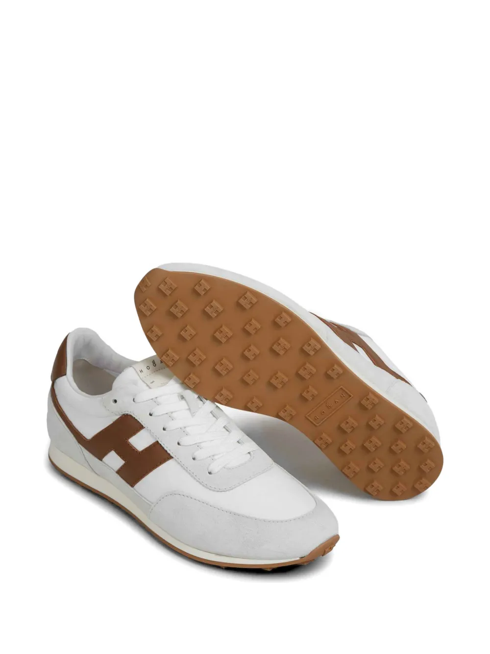 Hogan logo-patch suede-panel sneakers Wit