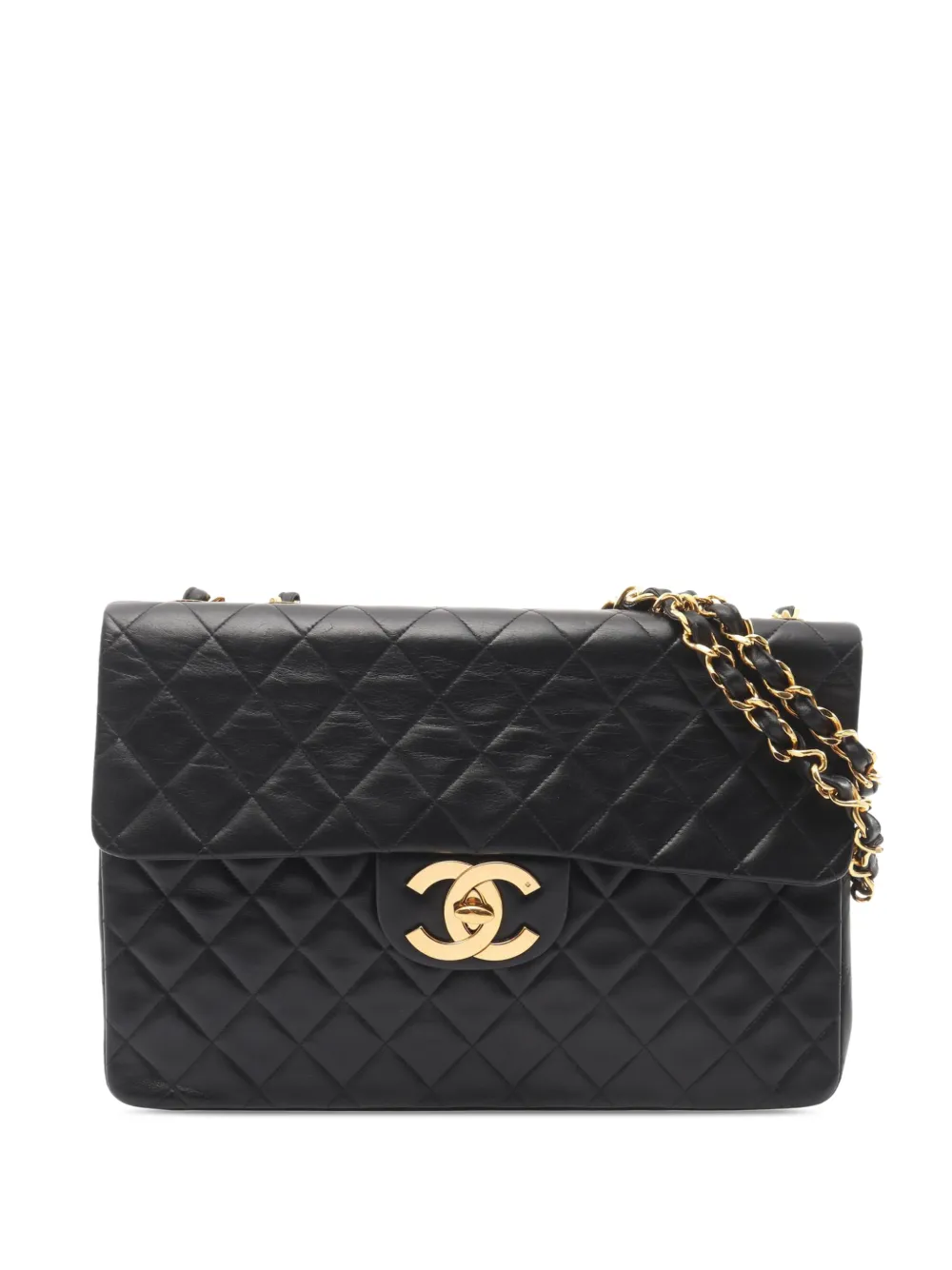 CHANEL Pre-Owned 1991-1994 Jumbo CC Quilted Lambskin Single Flap shoulder bag - Nero