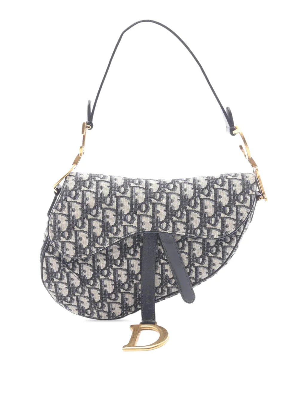 Christian Dior Pre-Owned Borsa a tracolla Saddle in tela con motivo Oblique 2018 - Marrone