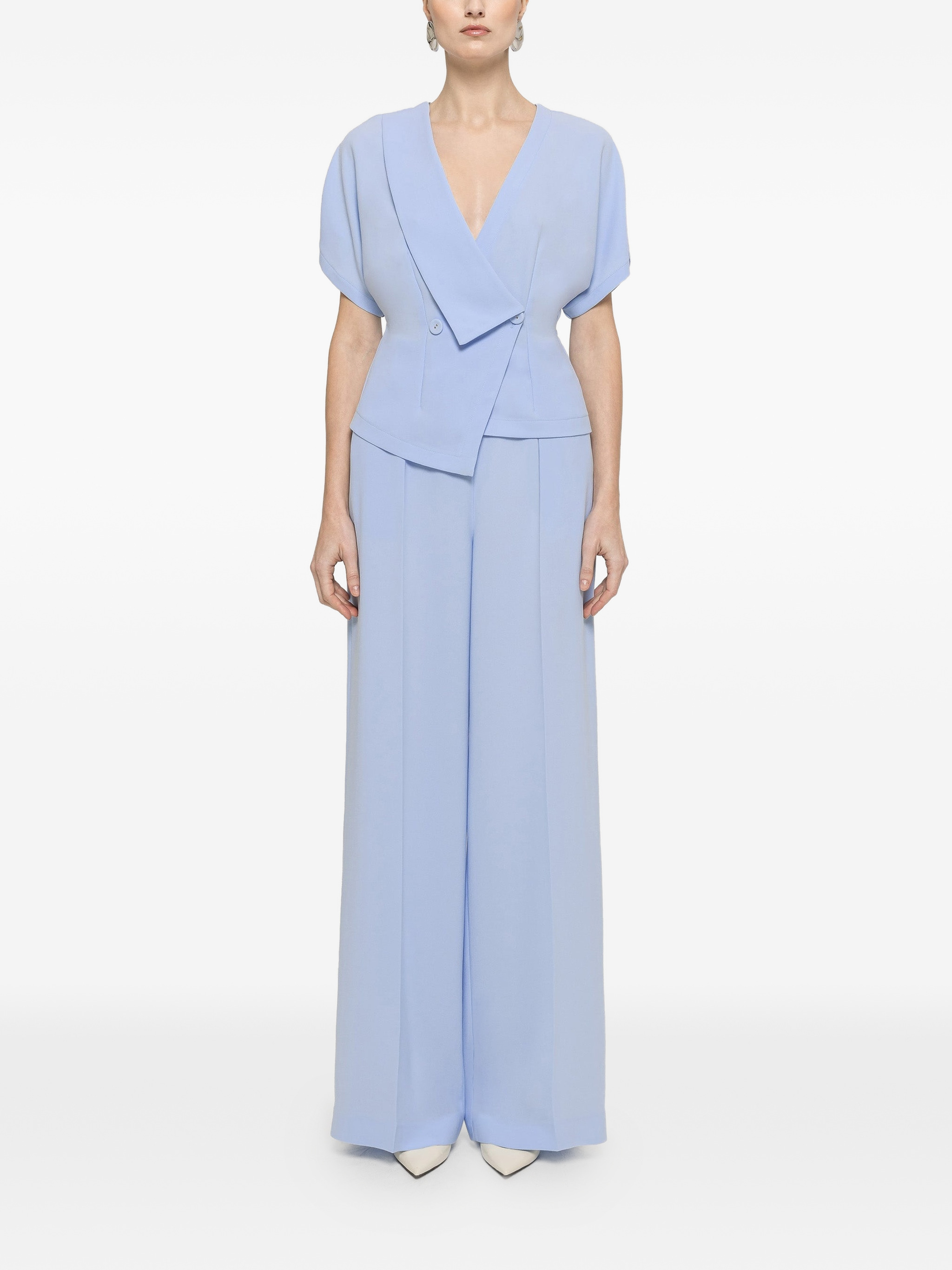 high-waisted crepe pants - Image 1