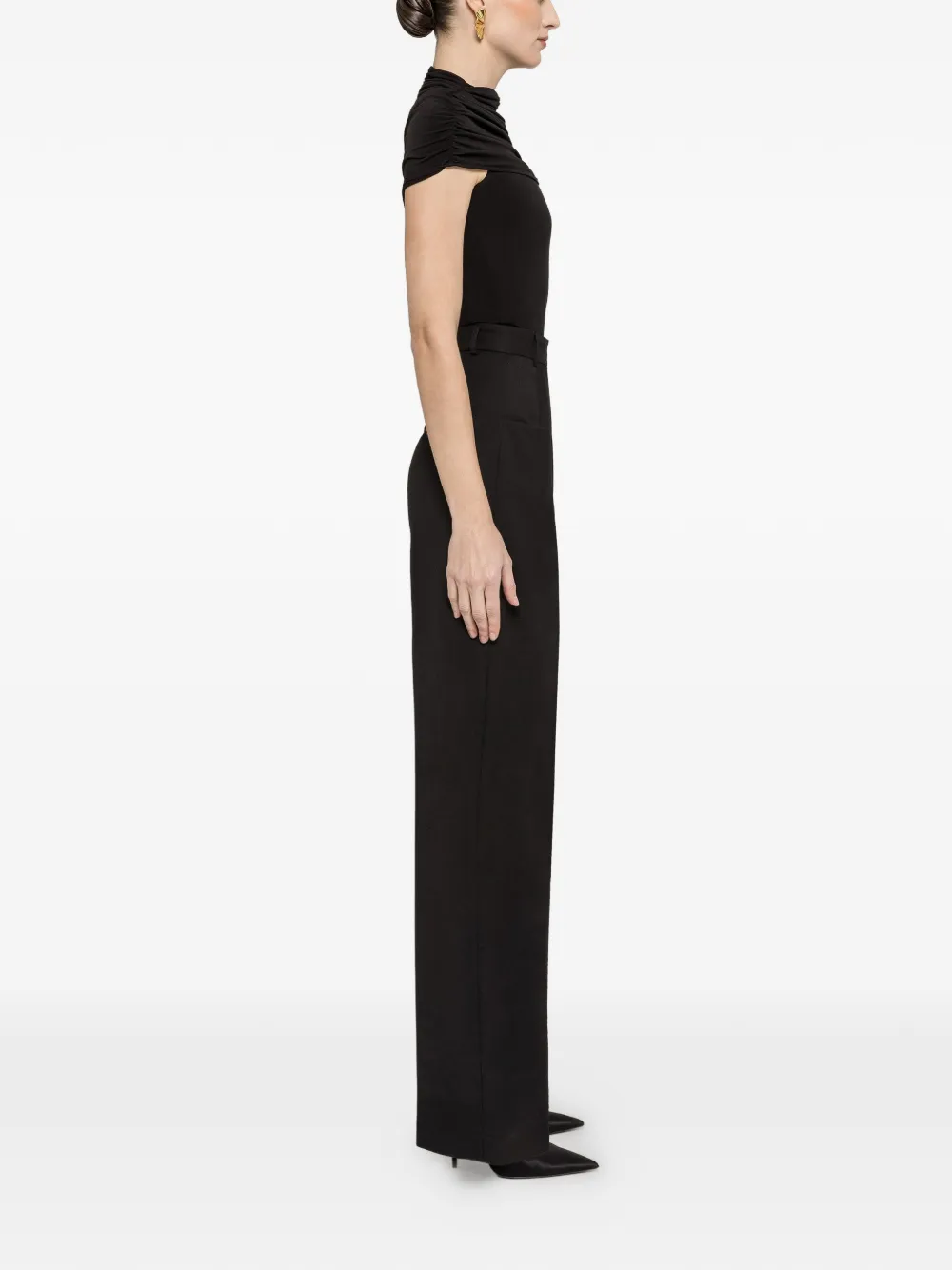 NISSA high-rise wide-leg pants Zwart