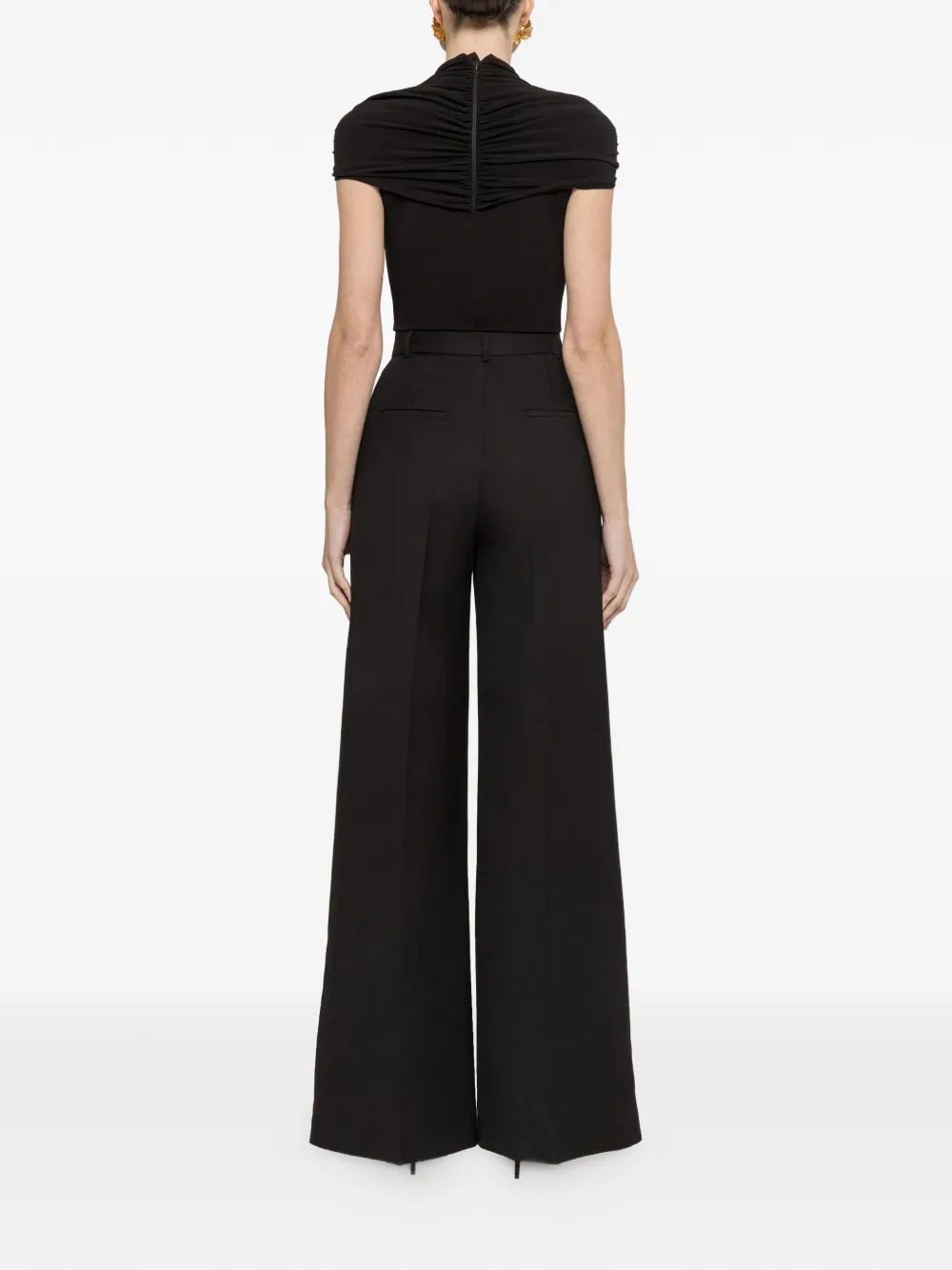 NISSA high-rise wide-leg pants Zwart