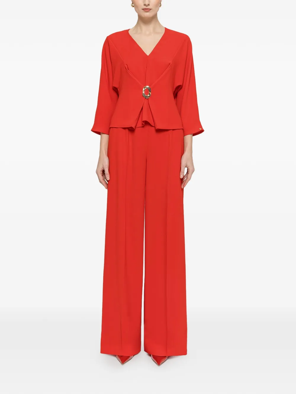 NISSA high-waisted crepe palazzo pants - Rosso