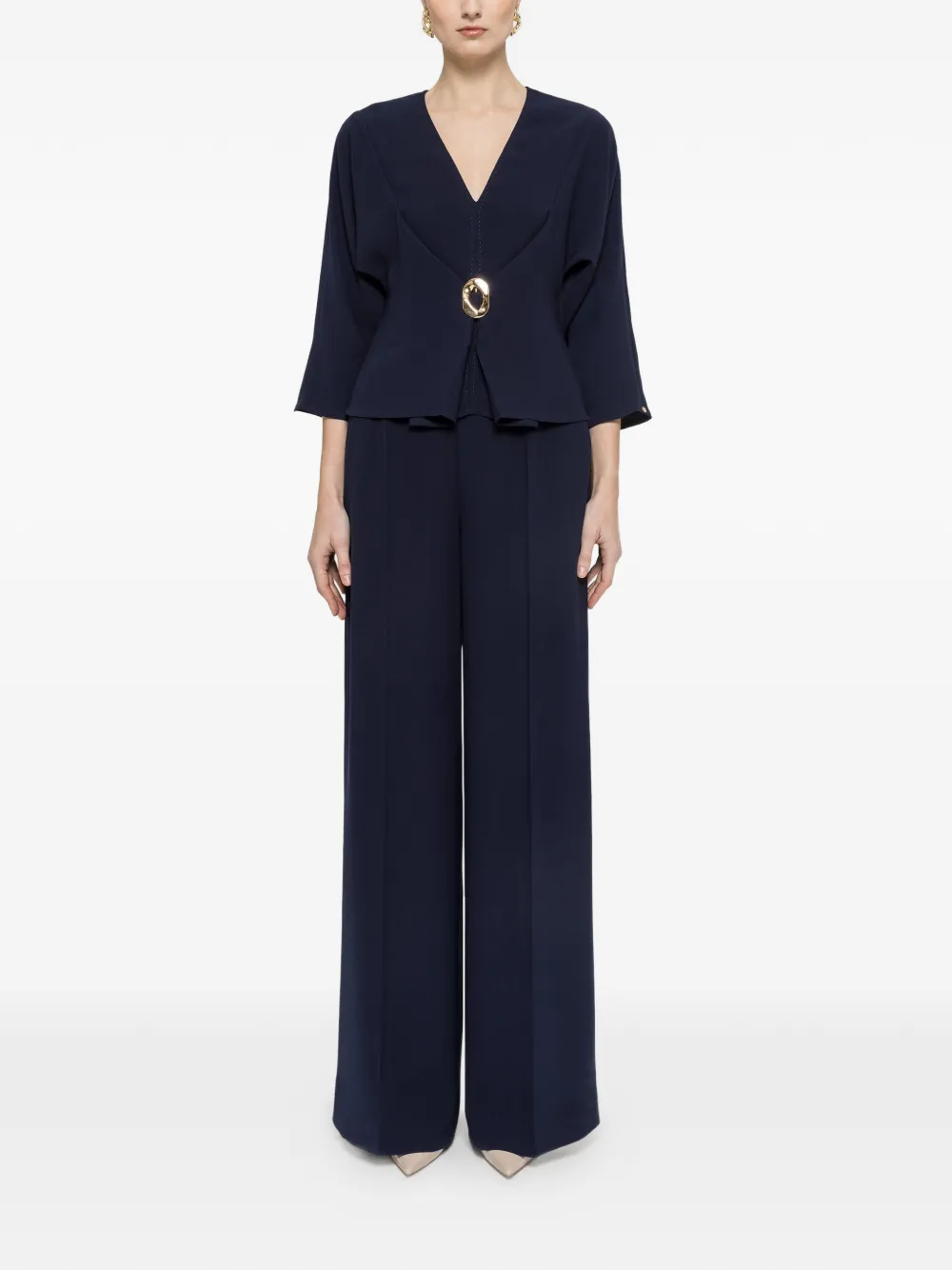 NISSA high-waisted crepe trousers - Blu