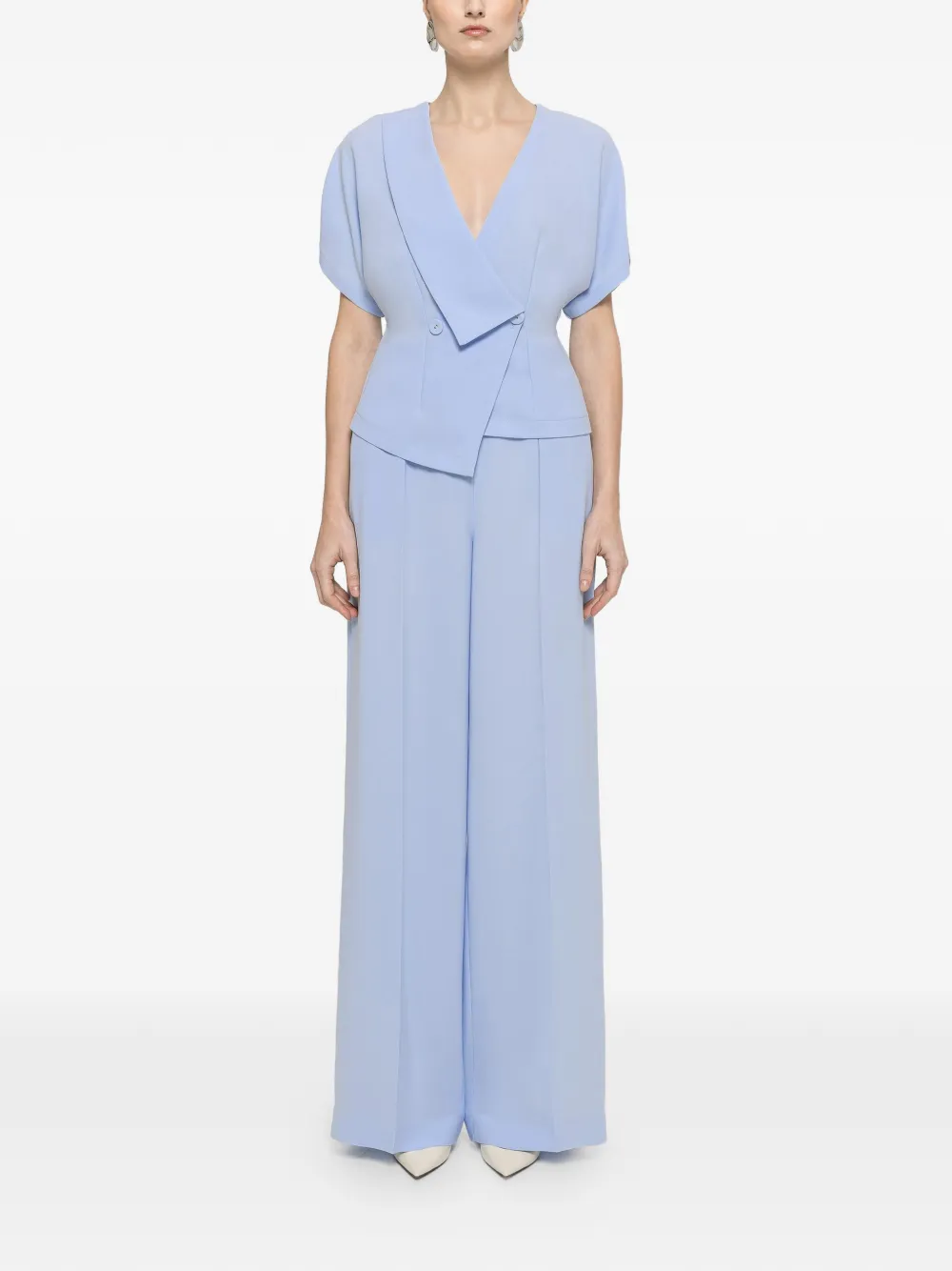  Nissa V-neck Crepe Top - Blue 