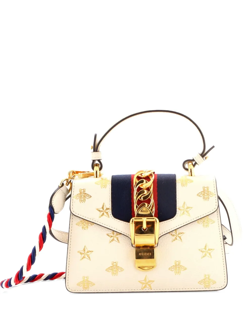 Gucci Pre-Owned Sylvie Top Handle Bag Printed Leather Mini shoulder bag - Bianco