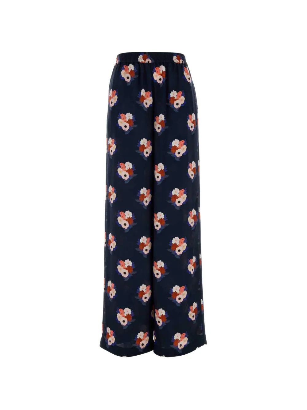 FENDI floral-print silk palazzo pants - Blu