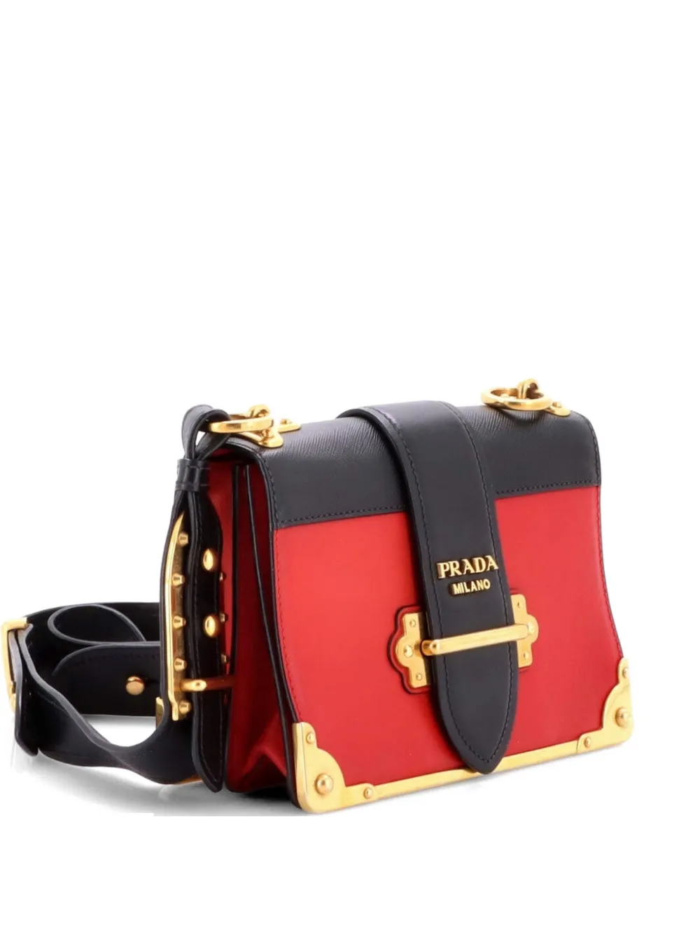 Prada Pre-Owned Cahier Chain City Calf and Saffiano Small crossbody bag - Nero