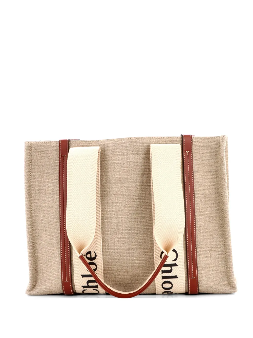 Chloé Pre-Owned Woody Canvas with Leather Medium tote bag - Toni neutri