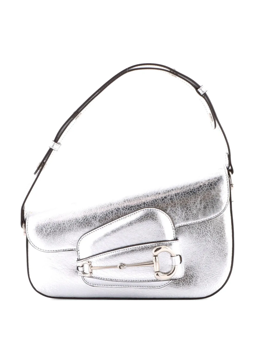 Gucci Pre-Owned Horsebit 1955 Asymmetric Leather Small shoulder bag - Argento