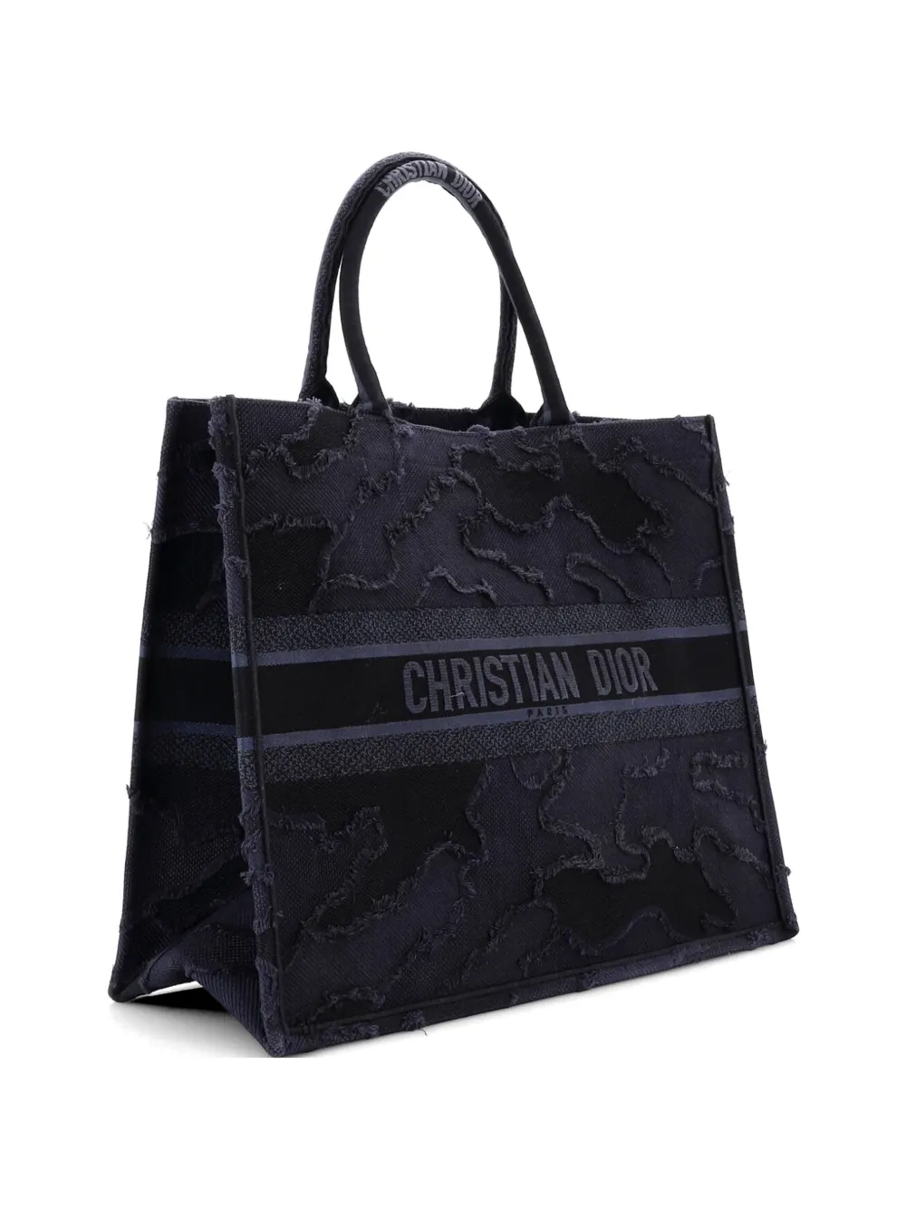 Book Camouflage Embroidered Canvas Large Tote Bag