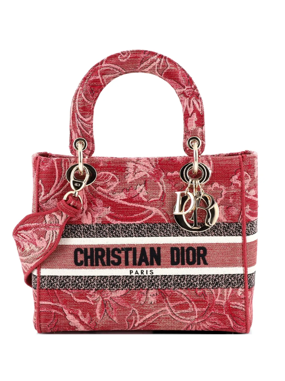 Christian Dior Pre-Owned Lady D-Lite Bag Embroidered Canvas Medium satchel - Rosso