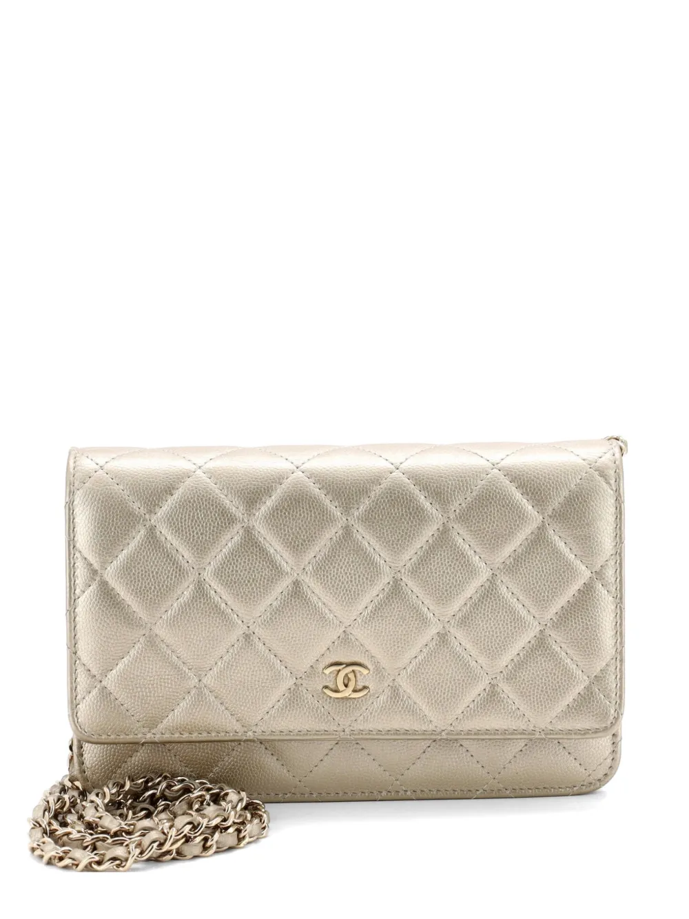 CHANEL Pre-Owned Wallet on Chain Quilted Caviar crossbody bag - Oro