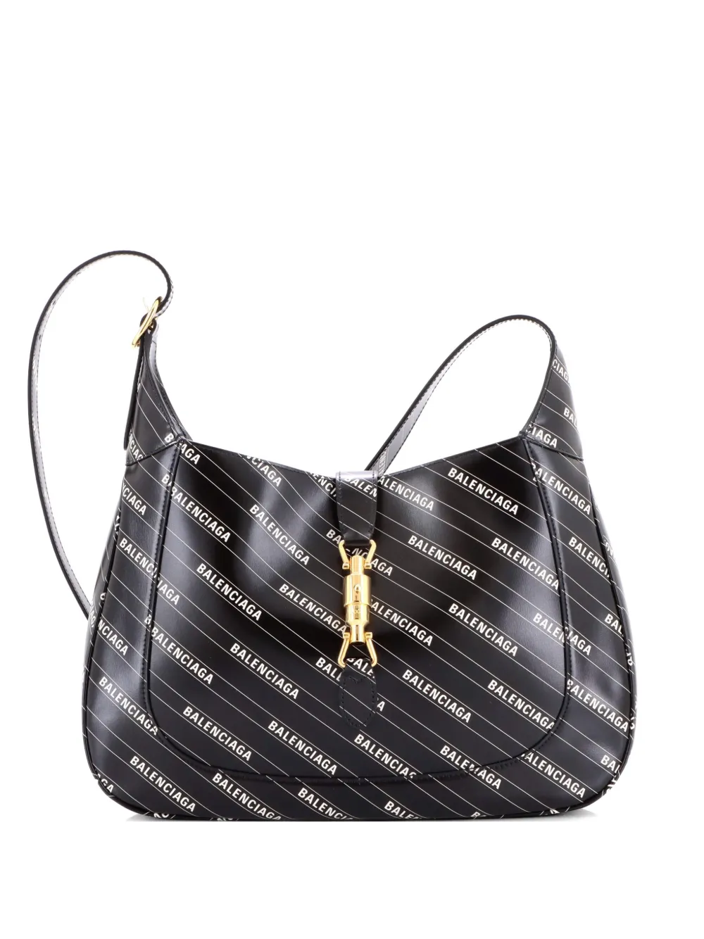 Gucci Pre-Owned x Balenciaga The Hacker Project Jackie 1961 Printed Leather Medium hobo bag - Nero