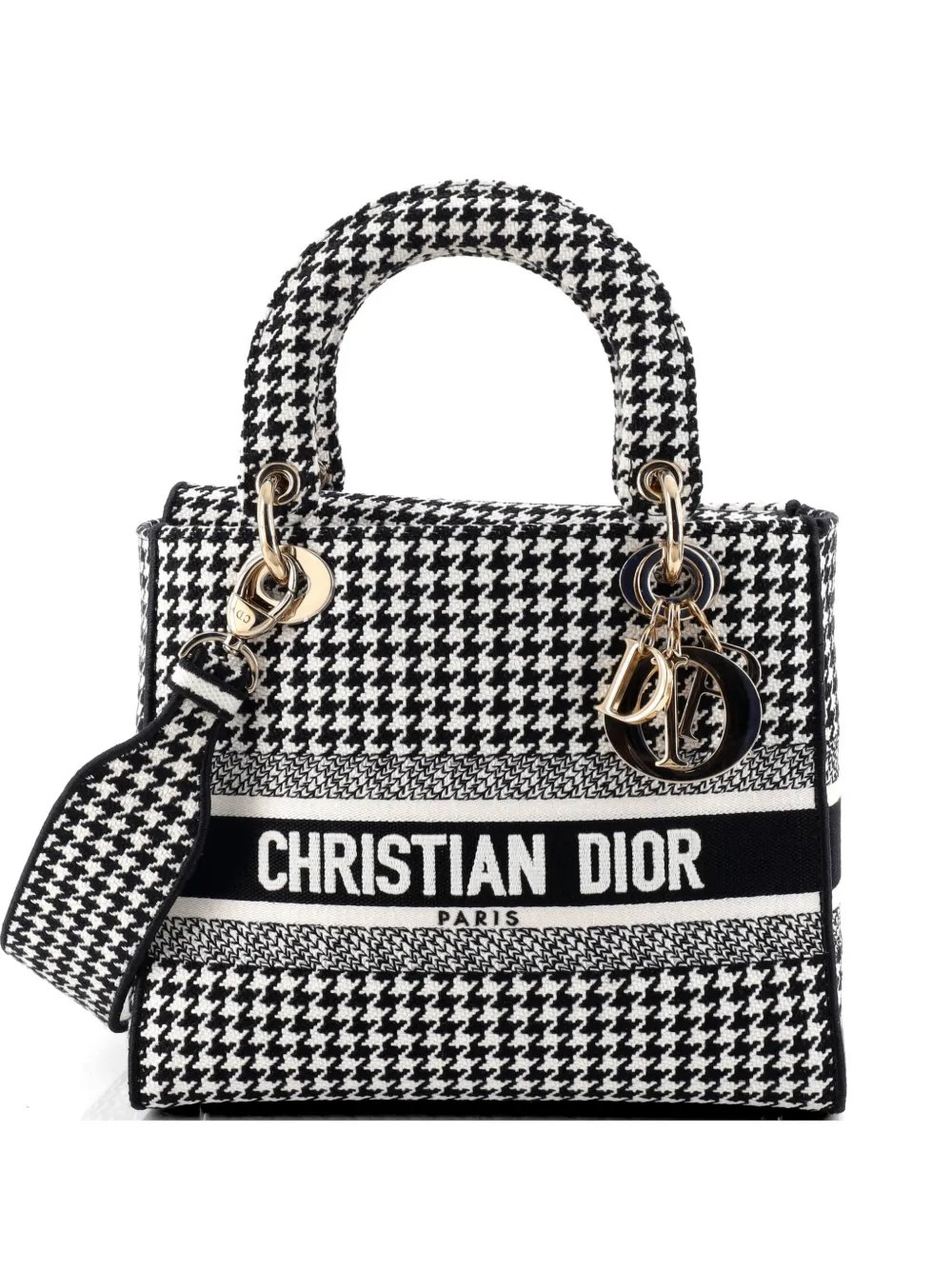 Christian Dior Pre-Owned Lady D-Lite Bag Houndstooth Canvas Medium shoulder bag - Nero