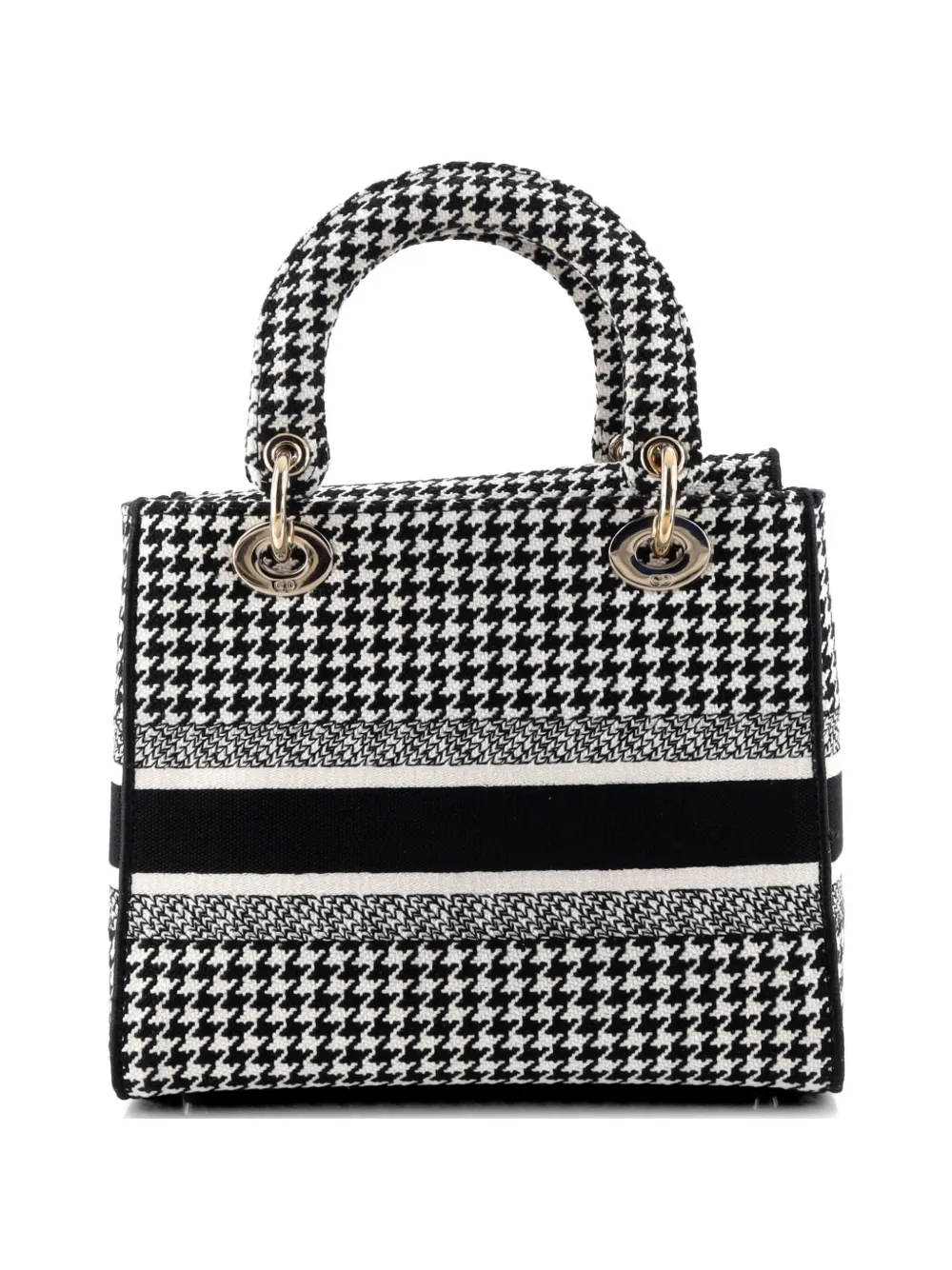 Christian Dior Pre-Owned Lady D-Lite Bag Houndstooth Canvas Medium