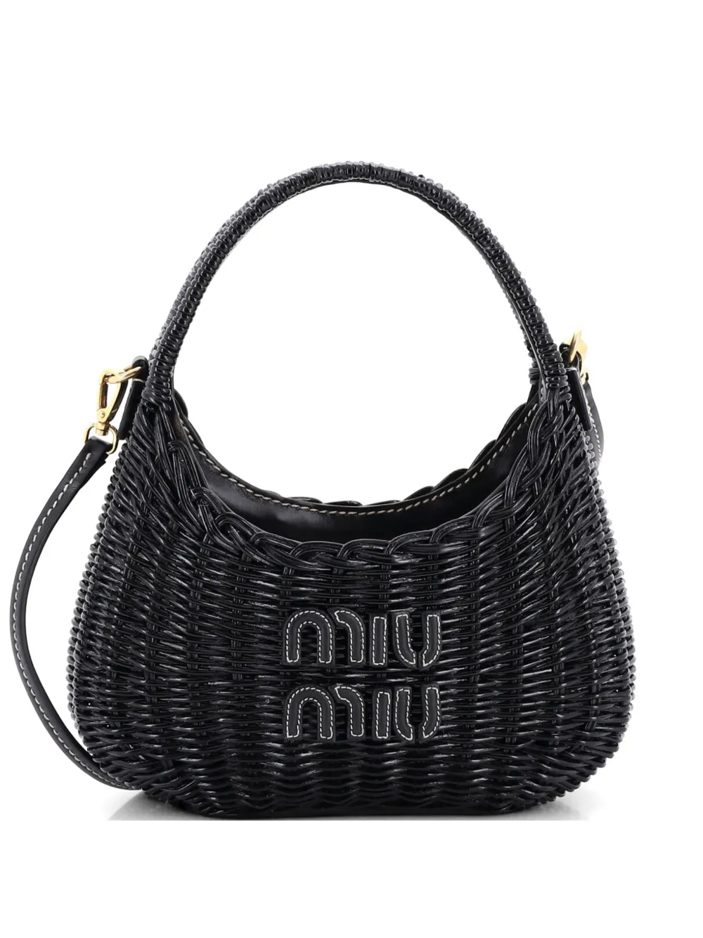 Miu Miu Pre-Owned Wander Hobo Wicker Mini shoulder bag - Nero
