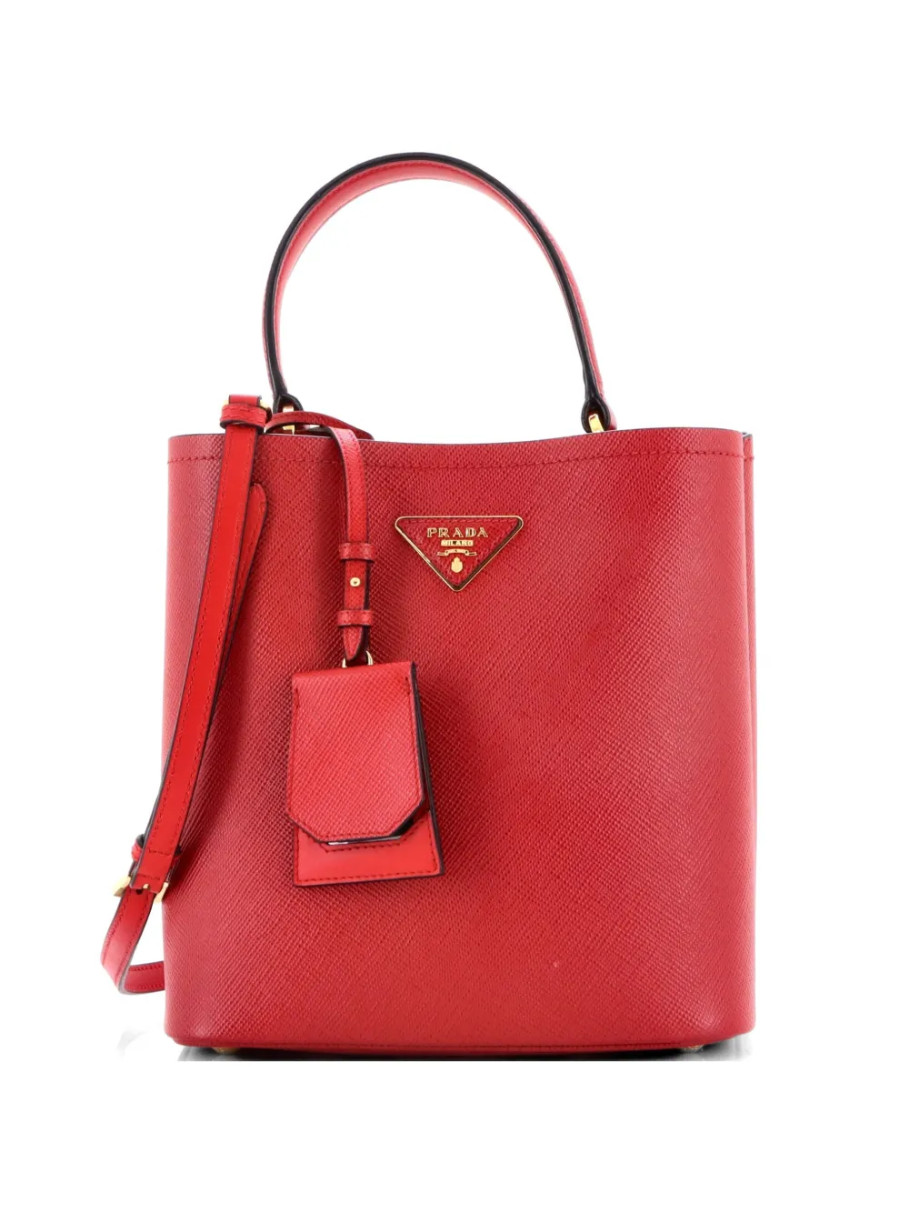 Prada Pre-Owned Panier Saffiano Leather Medium bucket bag - Rosso