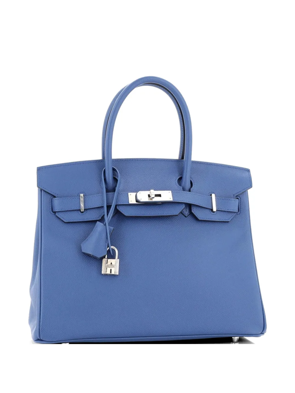 Hermès Pre-Owned Birkin Handbag Blue Epsom with Palladium Hardware 30 satchel