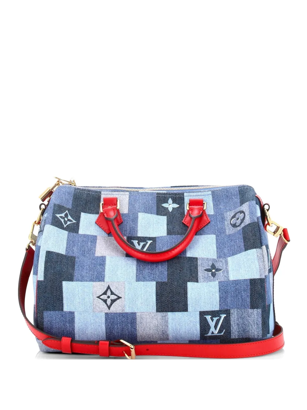 Louis Vuitton Pre-Owned Speedy Bandouliere Bag Damier and Monogram Patchwork Denim 30 shoulder bag - Blu