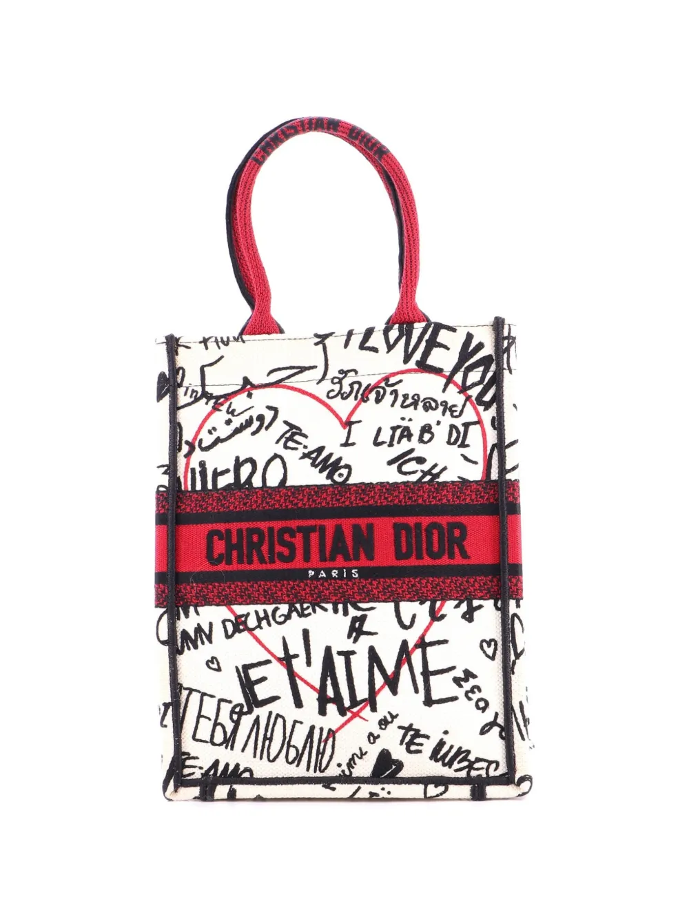 Christian Dior Pre-Owned Book Embroidered Canvas Vertical tote bag - Nude