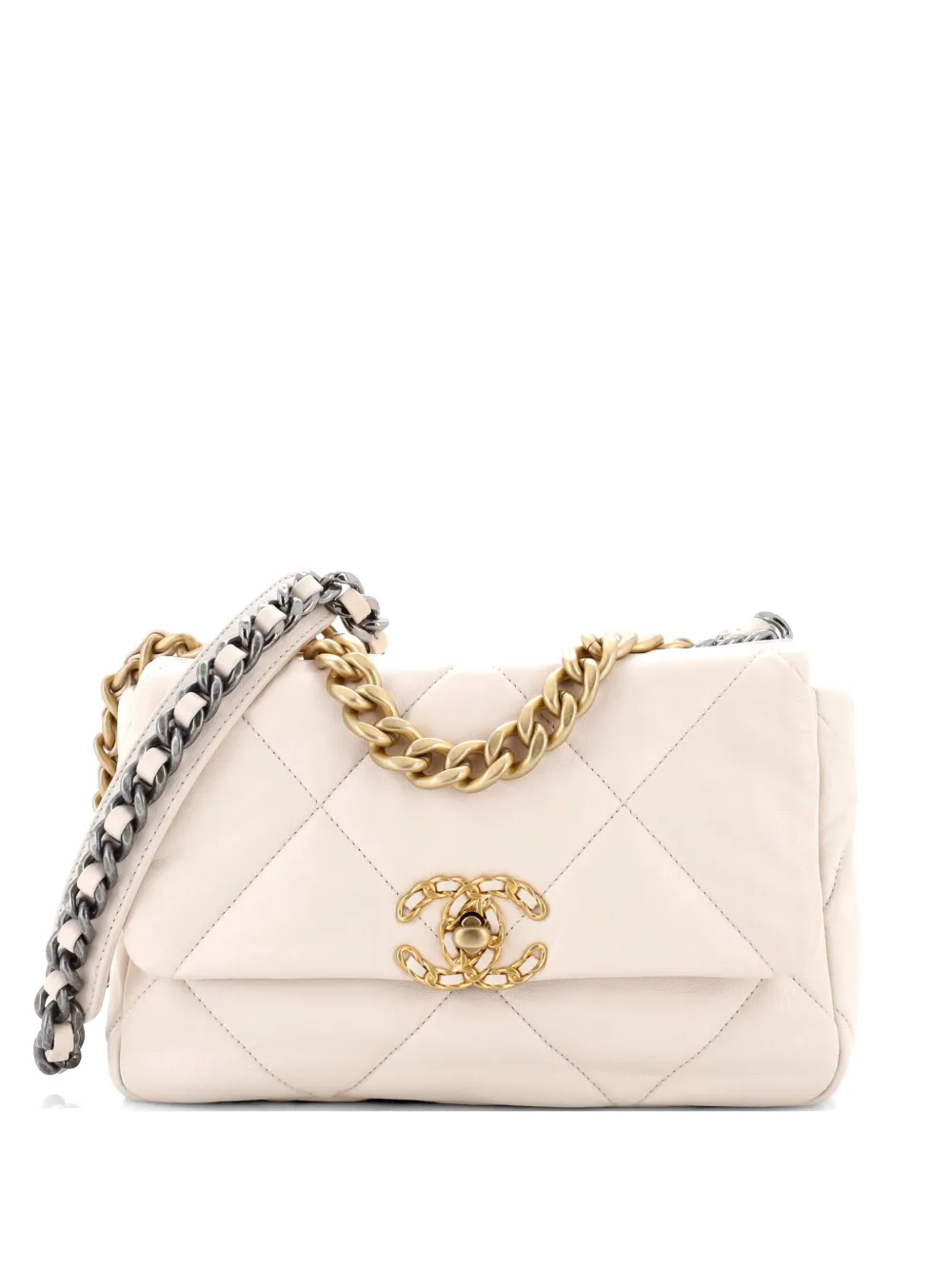 CHANEL Pre-Owned 19 Flap Bag Quilted Leather Medium crossbody bag - Toni neutri