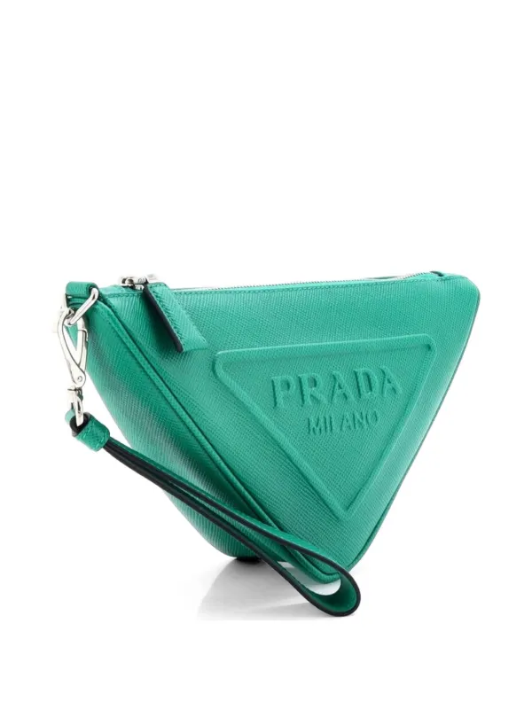Prada Pre-Owned トライアングルロゴ リストレットポーチ エンボス