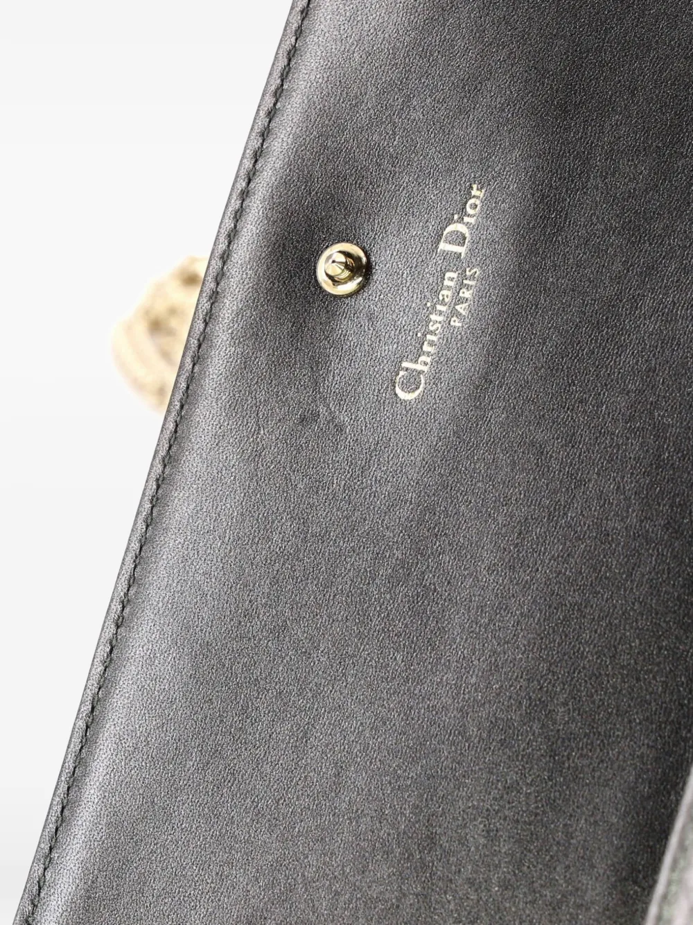 Pre-owned Dior Ama Croisiere Chain Wallet Grained Calfskin Clutch Bag In Silver