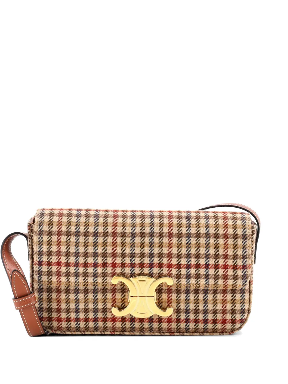 Celine Pre-Owned Triomphe East-West Tweed shoulder bag - Marrone