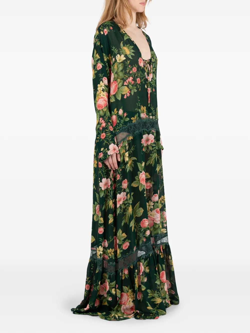Société Anonyme New Romantic maxi-jurk met bloemenkant Groen
